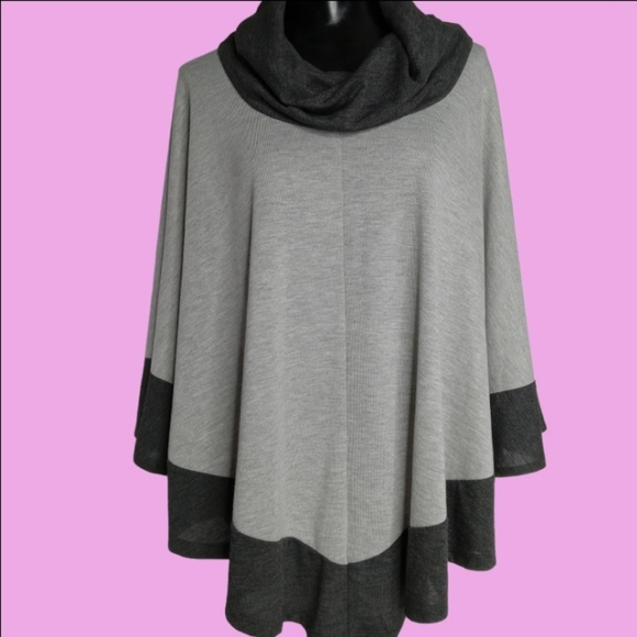 MAURICES CAPE WITH COWL NECK SIZE S/ M NWT LIGHT GRAY &‎ DARK GRAY - Picture 3 of 12